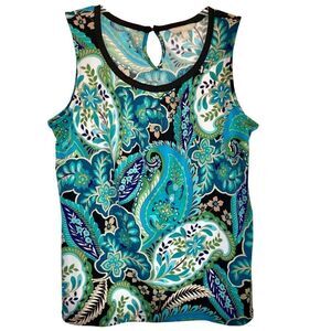 Banana Republic Paisley Floral Sleeveless Top in Blue/Green/Multi Women’s M